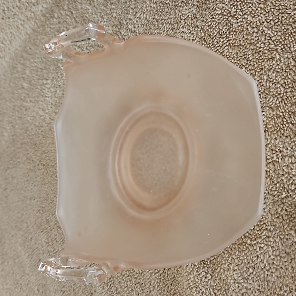 Vintage Pink Satin Lancaster Depression Glass Tray Two Handles T12 - Picture 2 of 7
